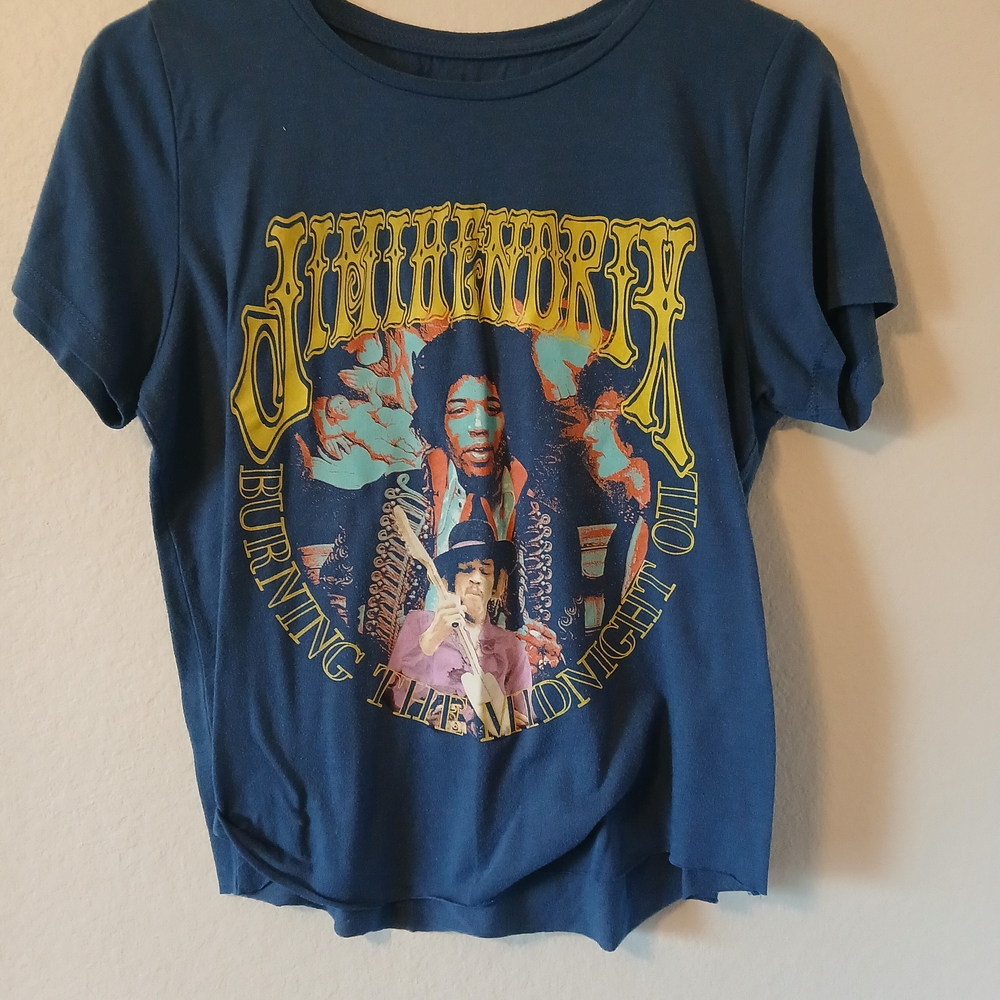 Jimi Hendrix Blue Graphic Crop Top